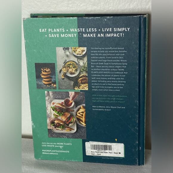 More Plants Less Waste Hardcover Book Plant Based Recipes Max LaManna - Picture 2 of 6